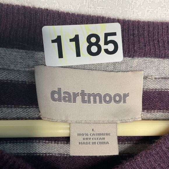 NWOT Dartmoor Striped 100% Cashmere V-Neck Sweater Men Size L Purple/Gray - Picture 2 of 8